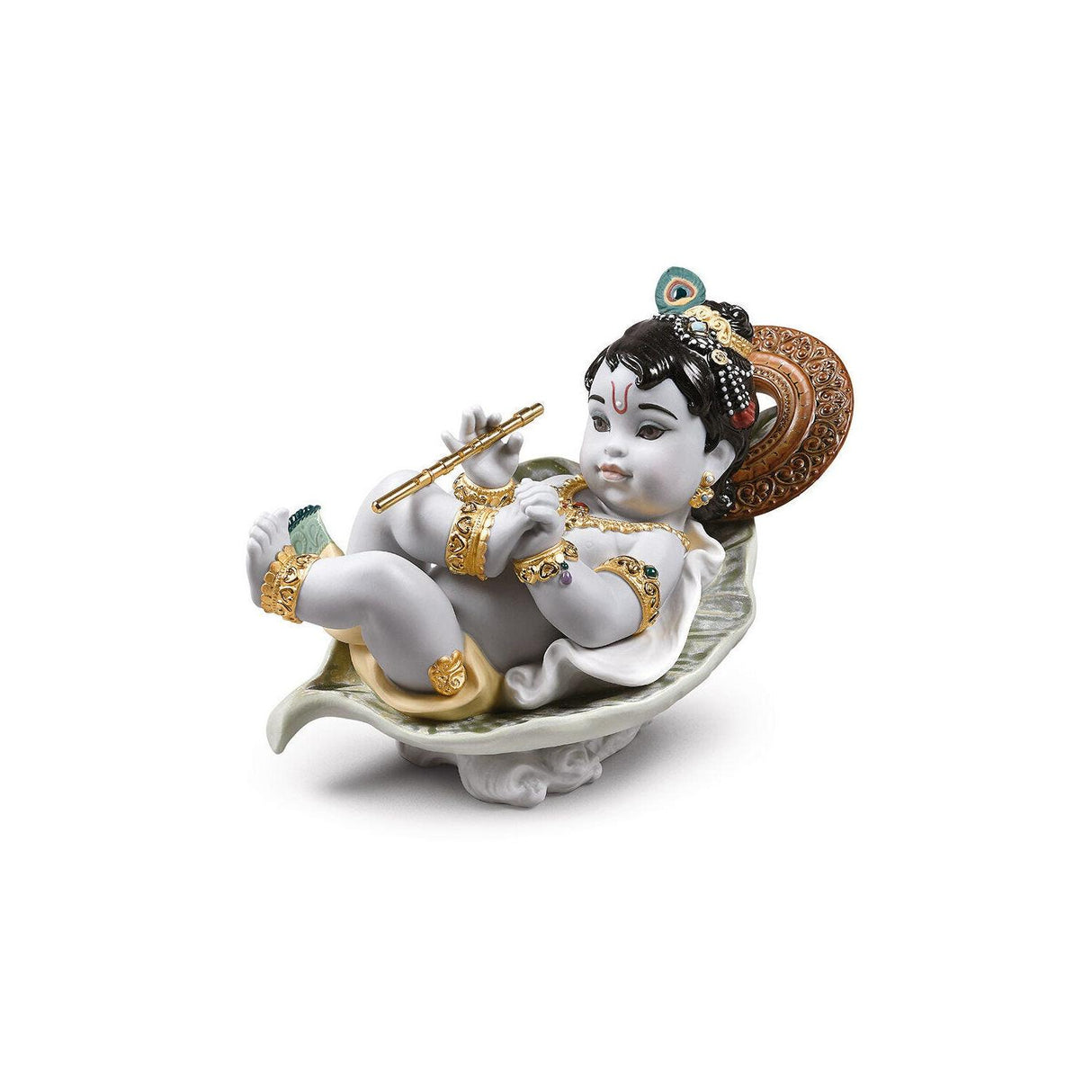 LLADRO' Figurina Krishna On Leaf 15x21cm Porcellana