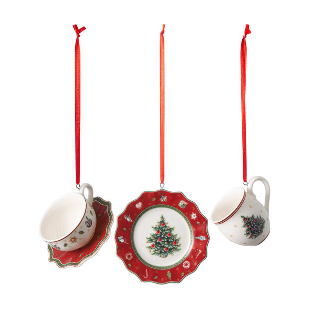 VILLEROY & BOCH Toy's Delight Decoration Set of 3 Christmas Decorations, Pendants and Tableware