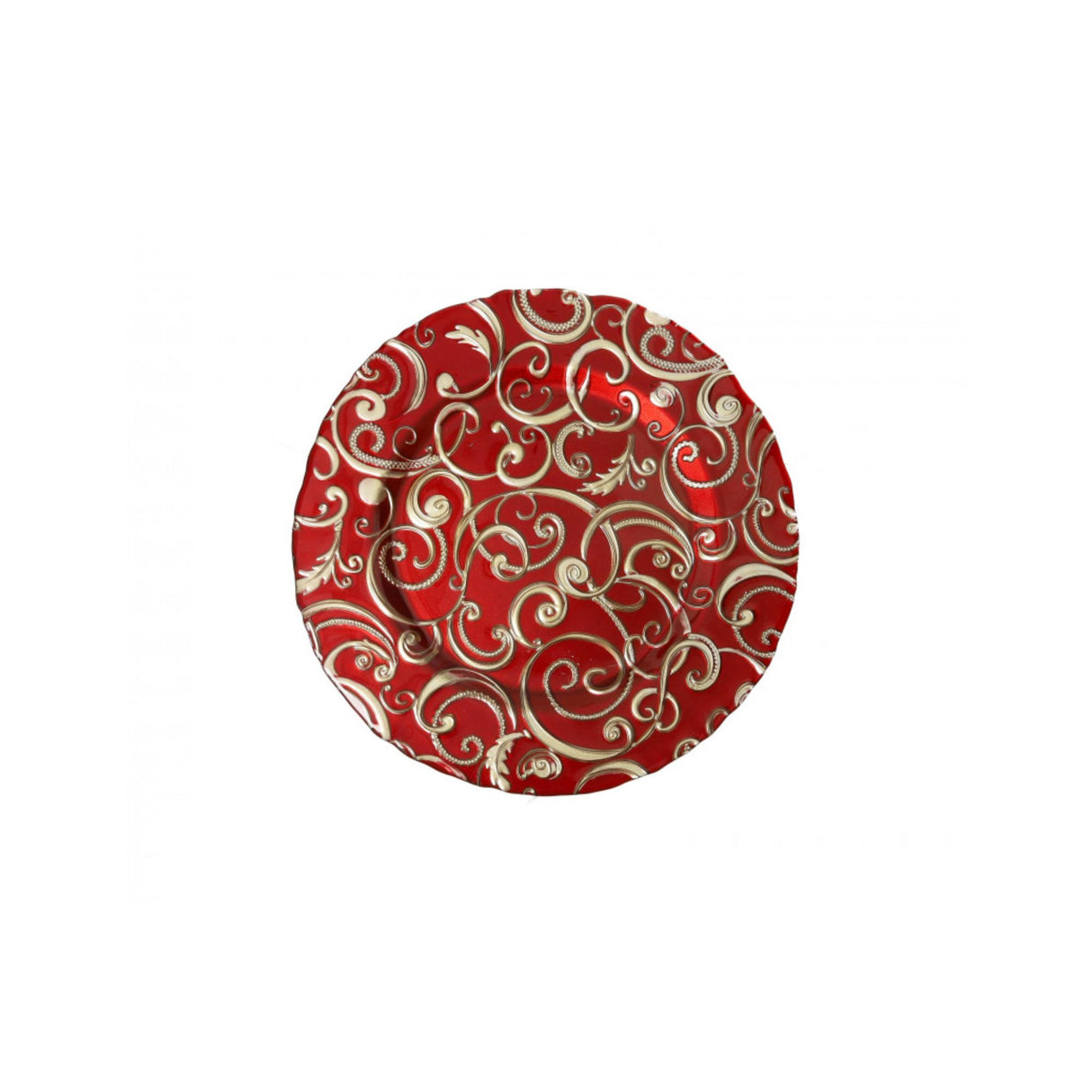BRANDANI - Sottopiatto Tavola Natalizia Filo D'Oro 31 cm Rosso Vetro 52740