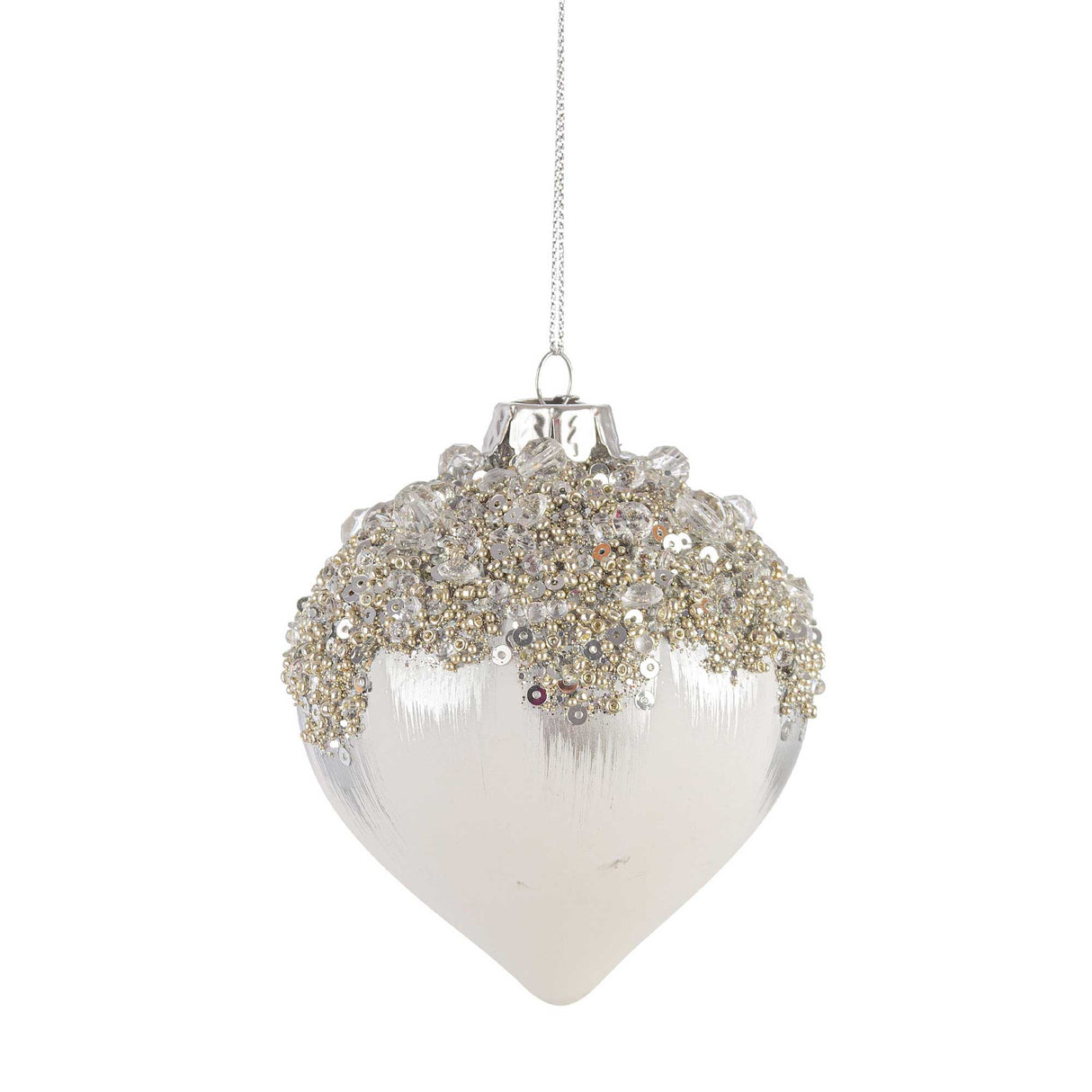 BIZZOTTO Trottola Addobbo di Natale Gleeful Bianco 10cm Vetro