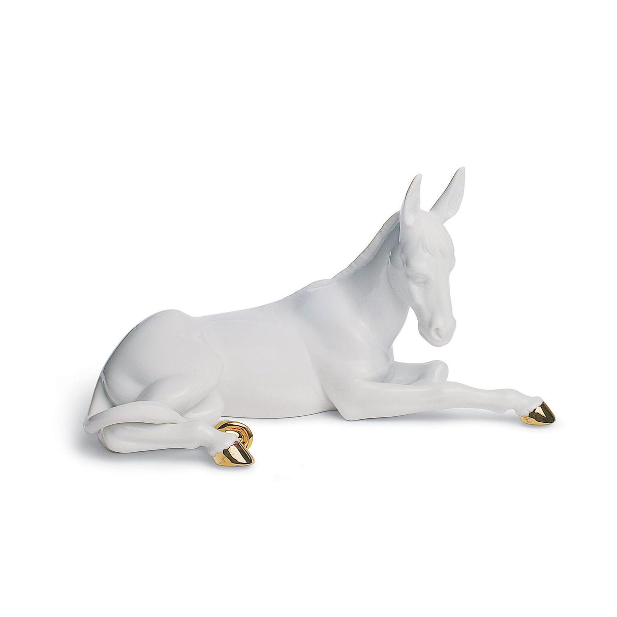 LLADRO' Figurina Natività Asino Lustro Oro 12x22cm Porcellana
