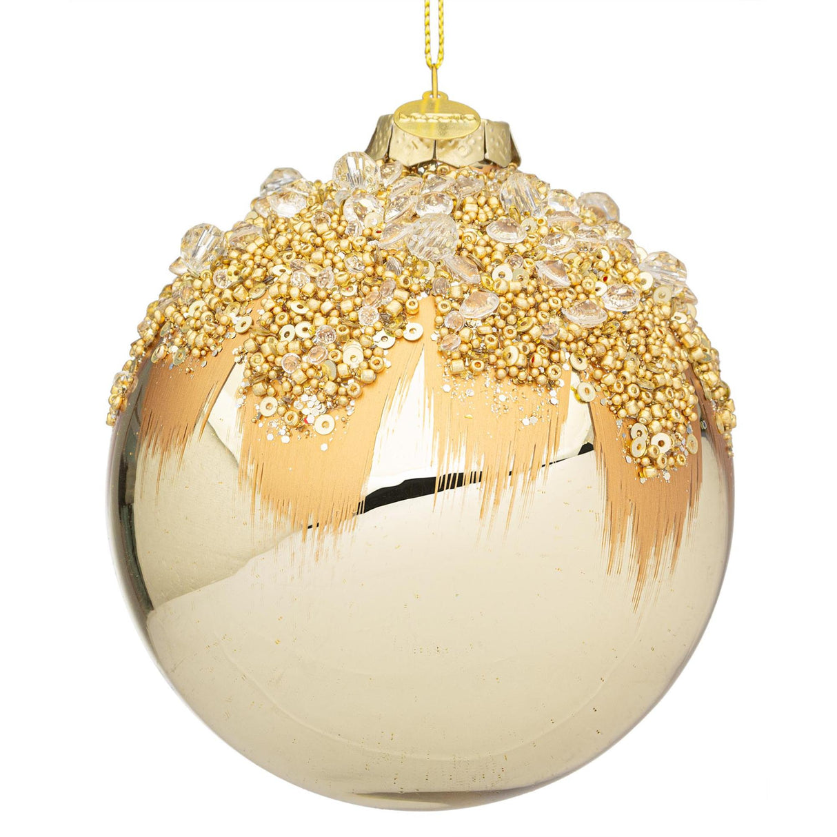 BIZZOTTO Sfera Pallina di Natale Gleeful Champagne 10cm Vetro