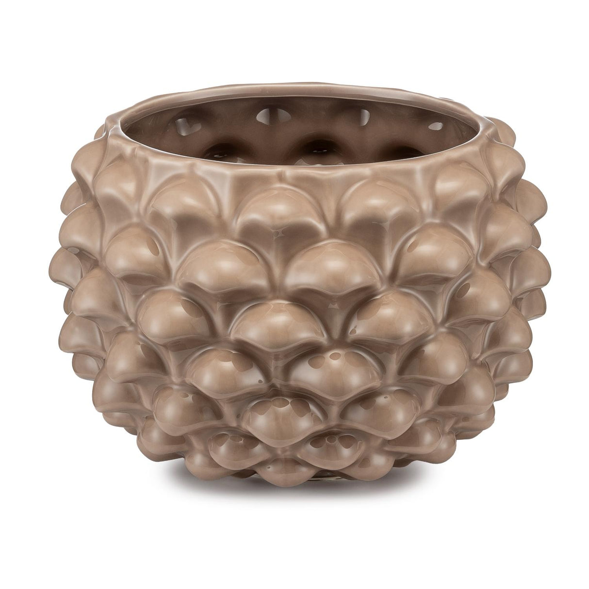 PALAIS ROYAL Vaso Porta Piante Mezza Pigna 30x21cm Tortora Ceramica