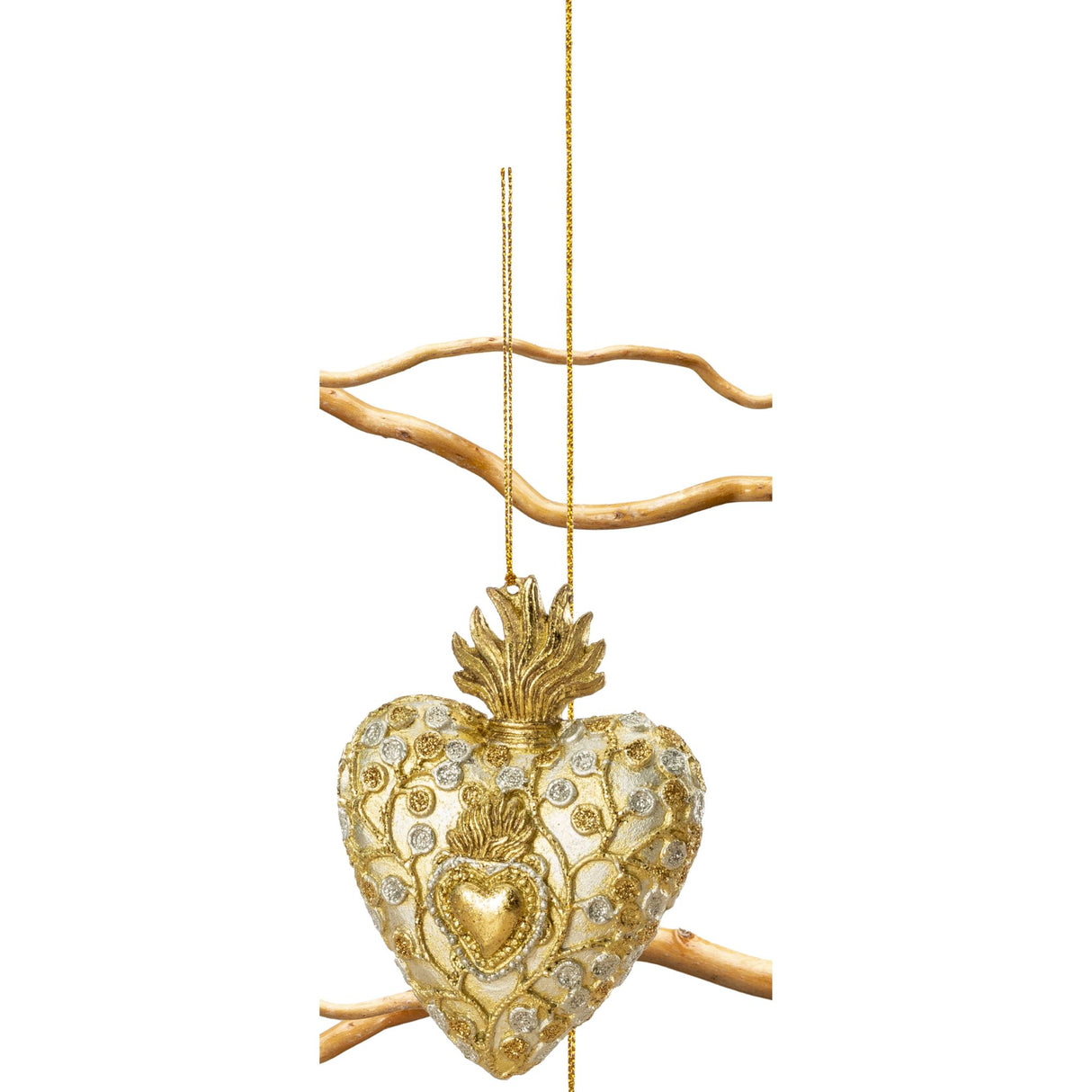 Palais Royal - Christmas Decoration Tree Pendant Heart Gold Resin 9 cm 1022268