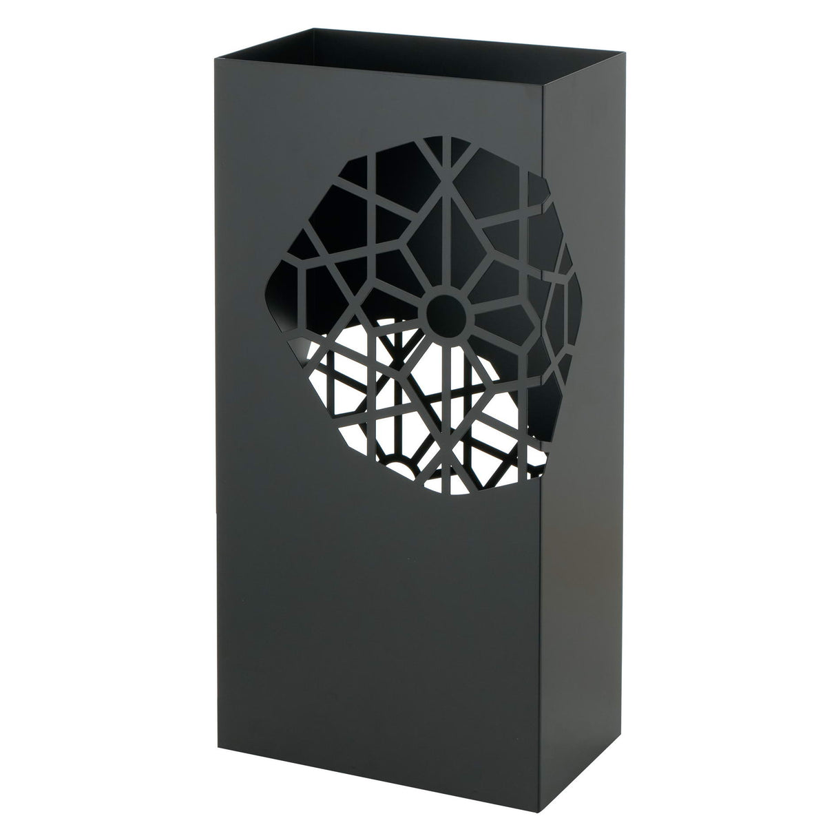 MONTEMAGGI Rectangular Umbrella Stand Flower Motif 50cm Black Metal