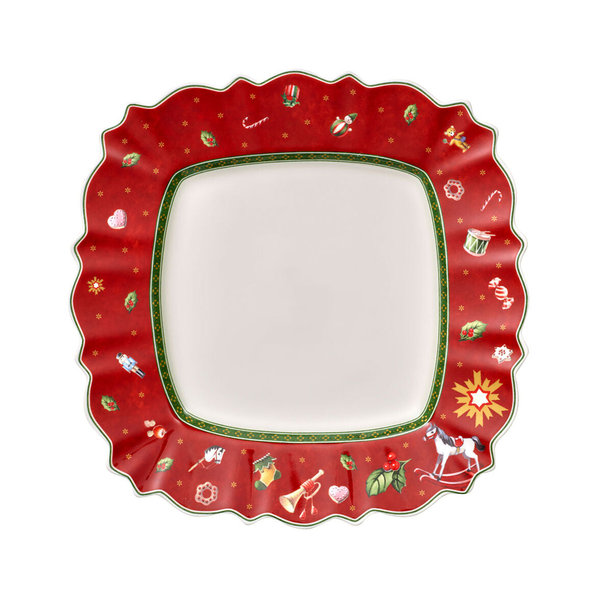 VILLEROY & BOCH Toy's Delight Piatto Piano Quadrato Rosso 28cm Tavola Natale