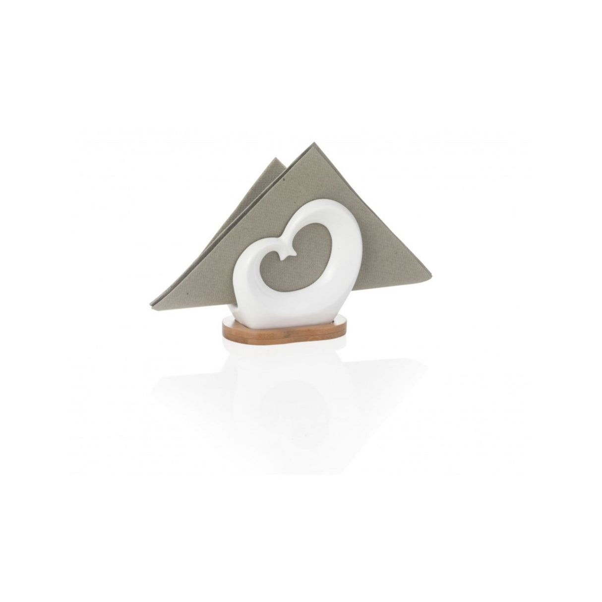 BRANDANI Heart Napkin Holder 10x11cm White Bamboo Porcelain