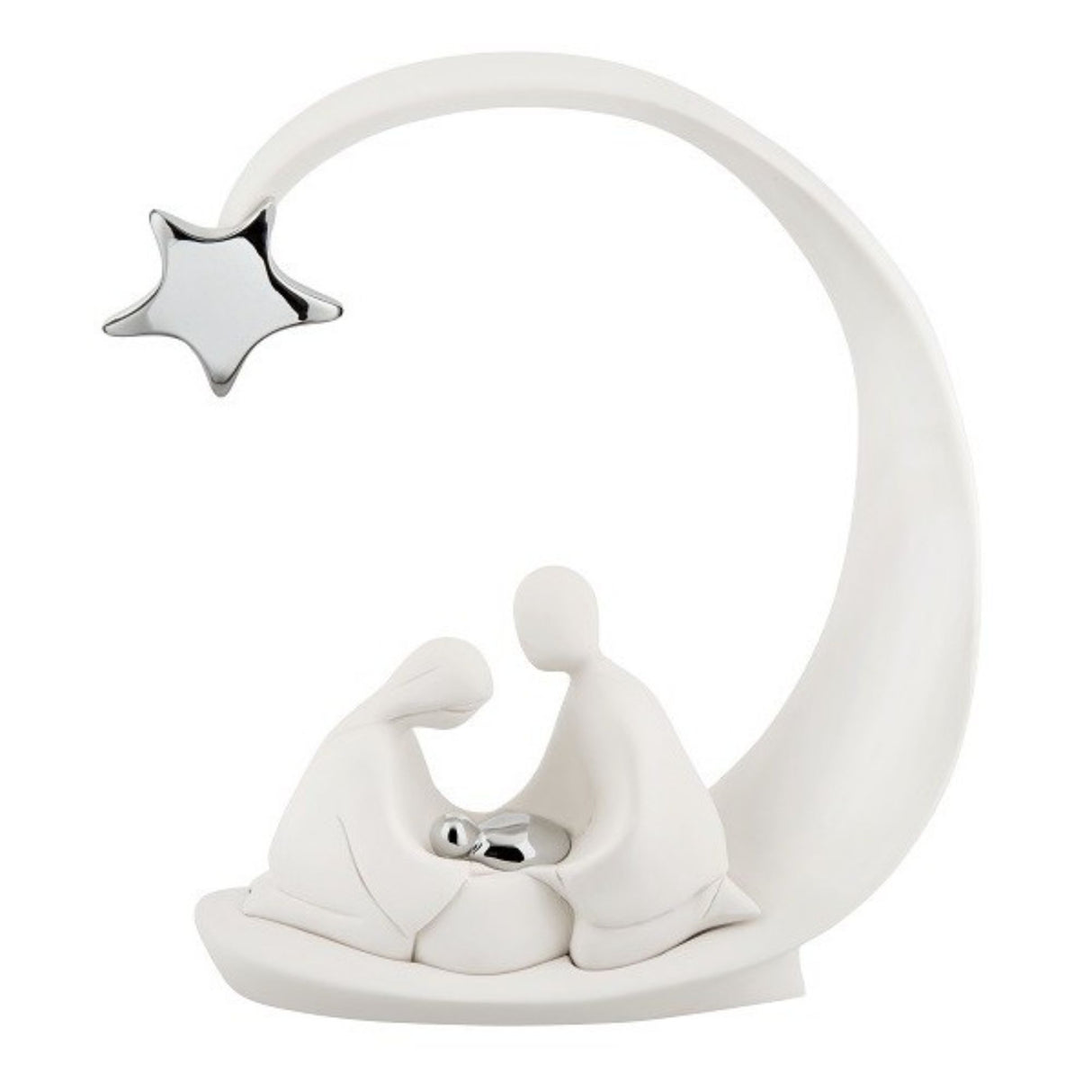 BONGELLI PREZIOSI - Presepe Natività Cometa Bianco Argento 25 cm Marmorino