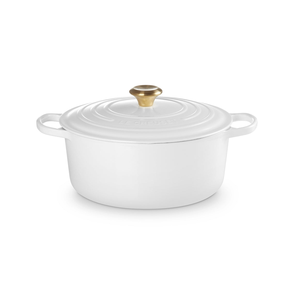 LE CREUSET Cocotte Rotonda Evolution 28cm Bianco Pomello Oro Ghisa Vetrificata