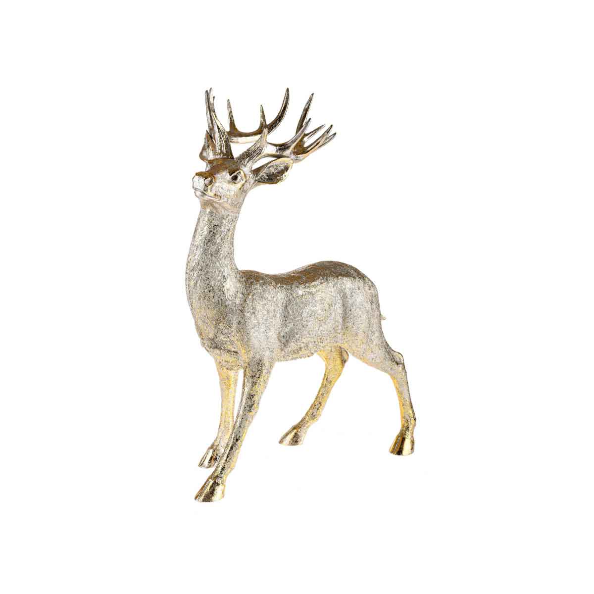 BIANCHI DINO Renna in Piedi Decorazione Natale 77cm Oro Poliresina