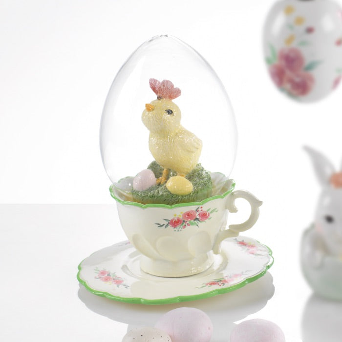 MASCAGNI CASA Cloche Pulcino di Pasqua in Resina 15cm Decorazione Pasquale