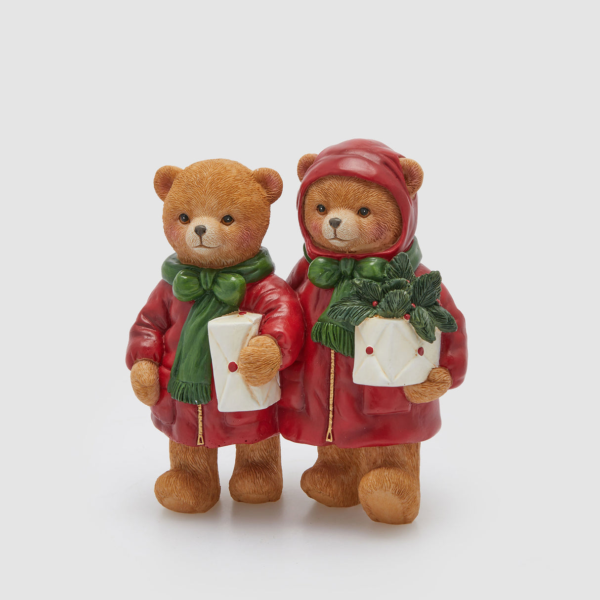 EDG Enzo De Gasperi Decorazione Natalizia 2 Orsetti di Natale 14x13cm Poliresina