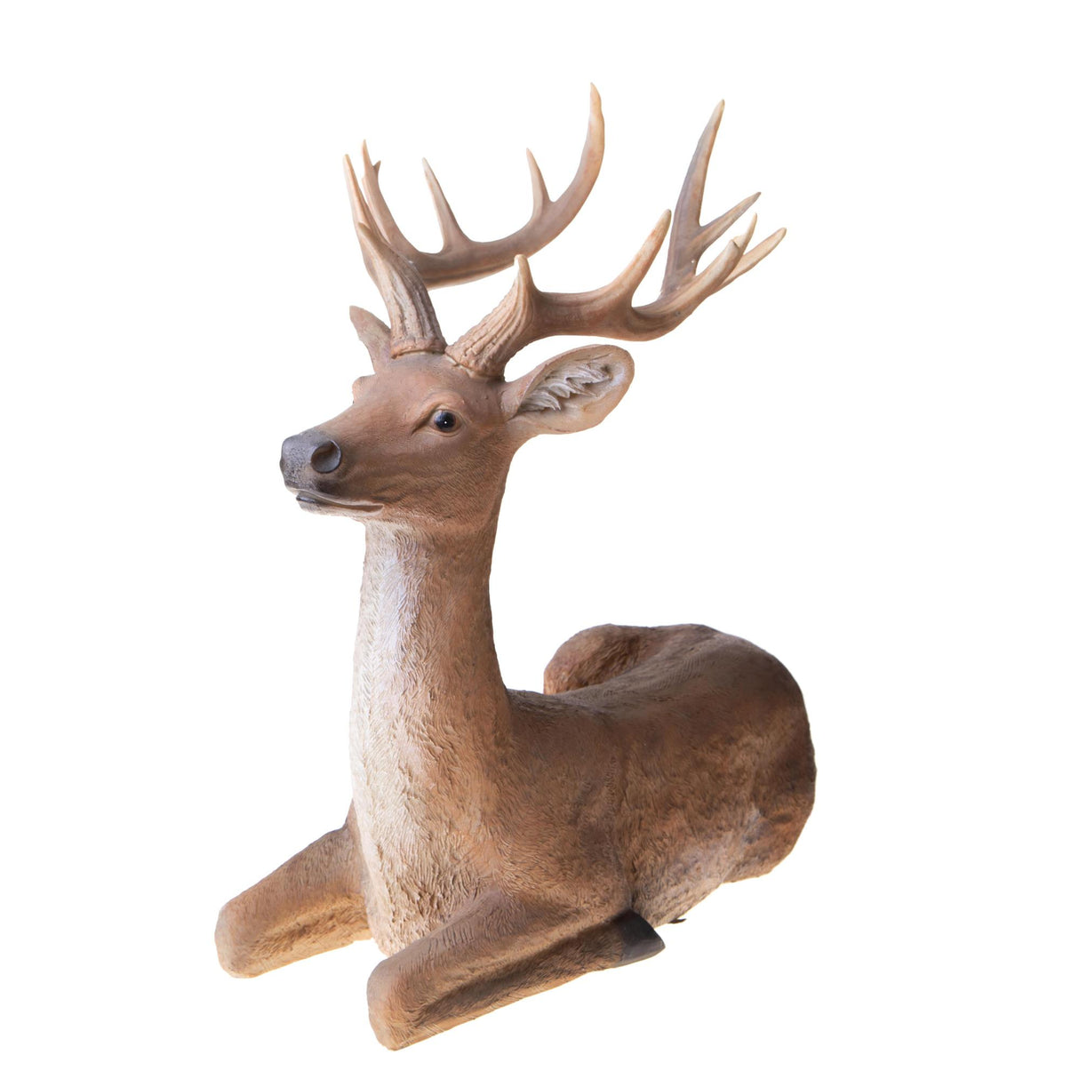 BIANCHI DINO Big Reindeer Sitting Brown Realistic 56cm Resin Christmas Decoration