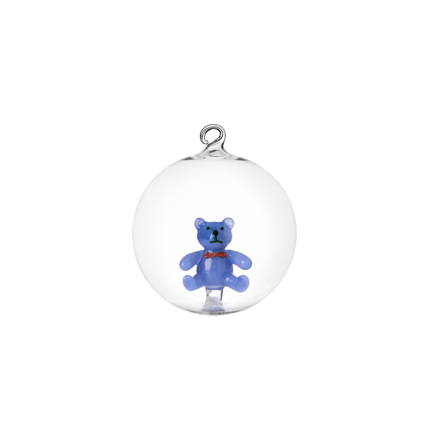 ICHENDORF Schiaccianoci Pallina di Natale Orsacchiotto Azzurro 8cm Vetro Borosilicato