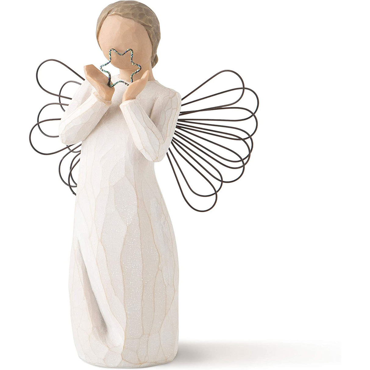 Statuina Angelo della Stella Willow Tree in resina effetto legno 13,5 cm