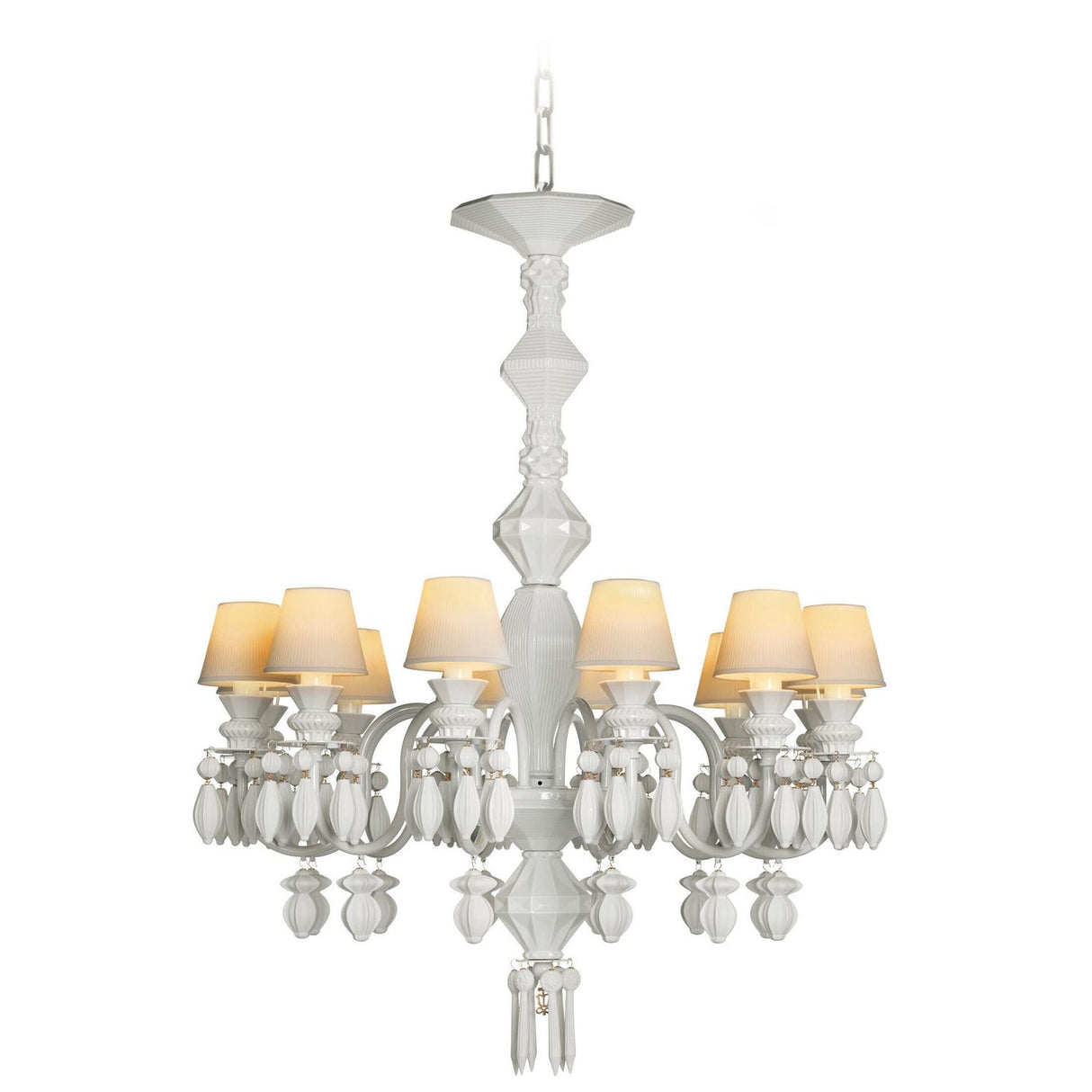 LLADRO' Chandelier Belle De Nuit 12 Luci Bianco 100x65cm Porcellana