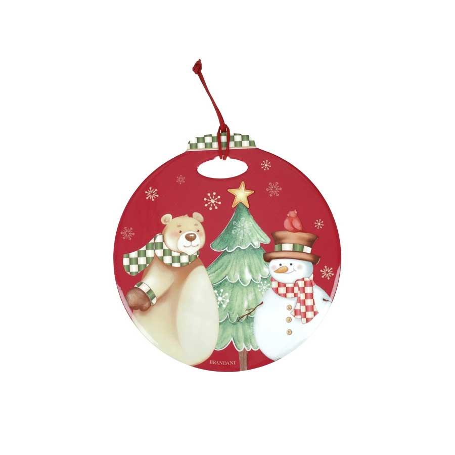 BRANDANI Racconti Sfera Decorazione Sottopentola Natalizio 21x20cm Rosso Ceramica Sughero