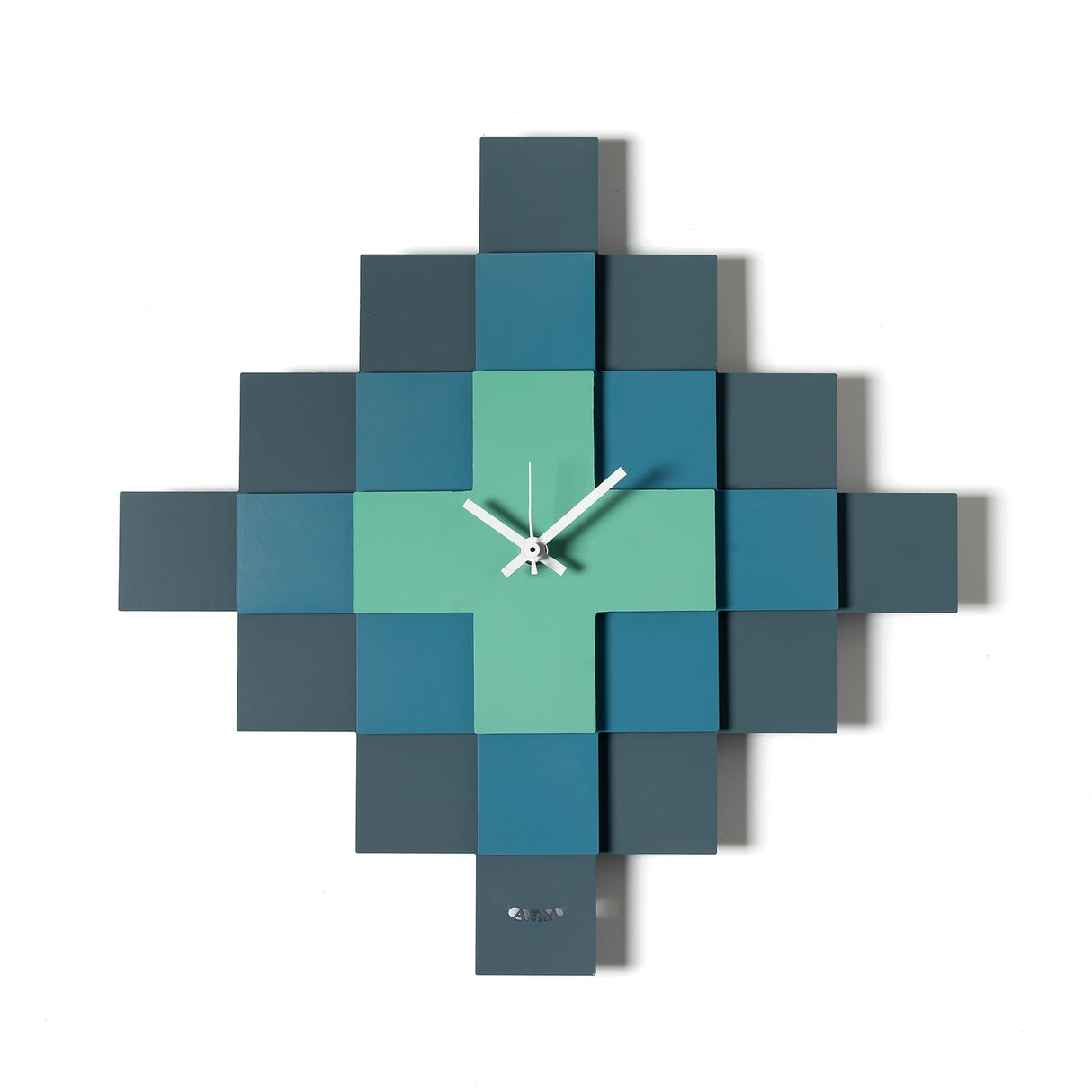 ARTI & MESTIERI Orologio di Design Geometrico Mosaico Petrolio Blu Oltremare Verde Acqua 35x35cm