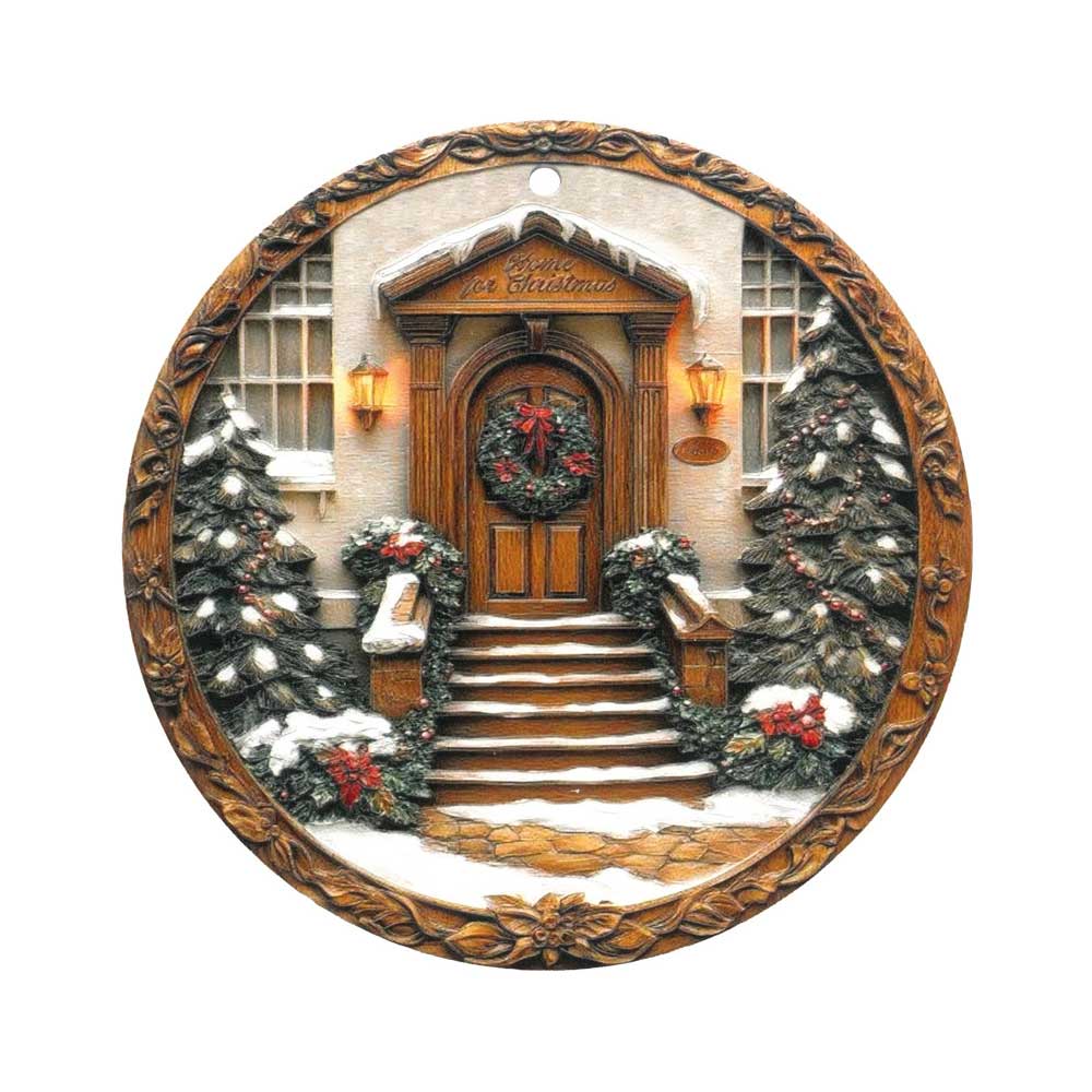 BRANDANI Bianco Natale Decorazione Natalizia Sottopentola Ghirlanda 20cm Ceramica e Sughero