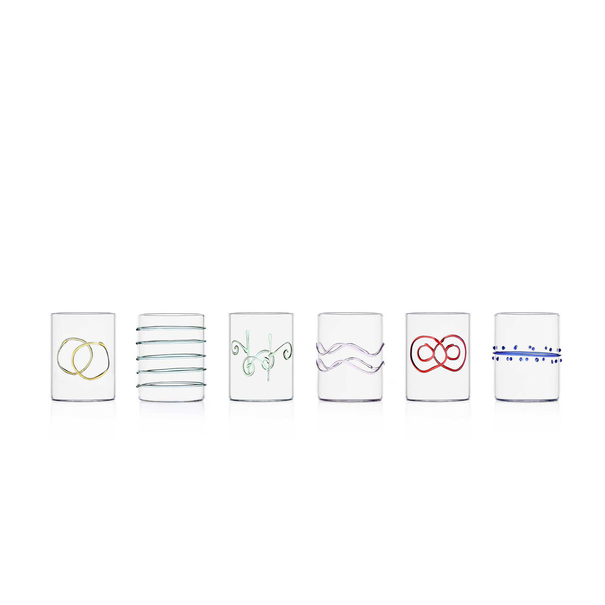 ICHENDORF Decò Arlecchino Set 6 Bicchieri Acqua 300ml Vetro Borosilicato