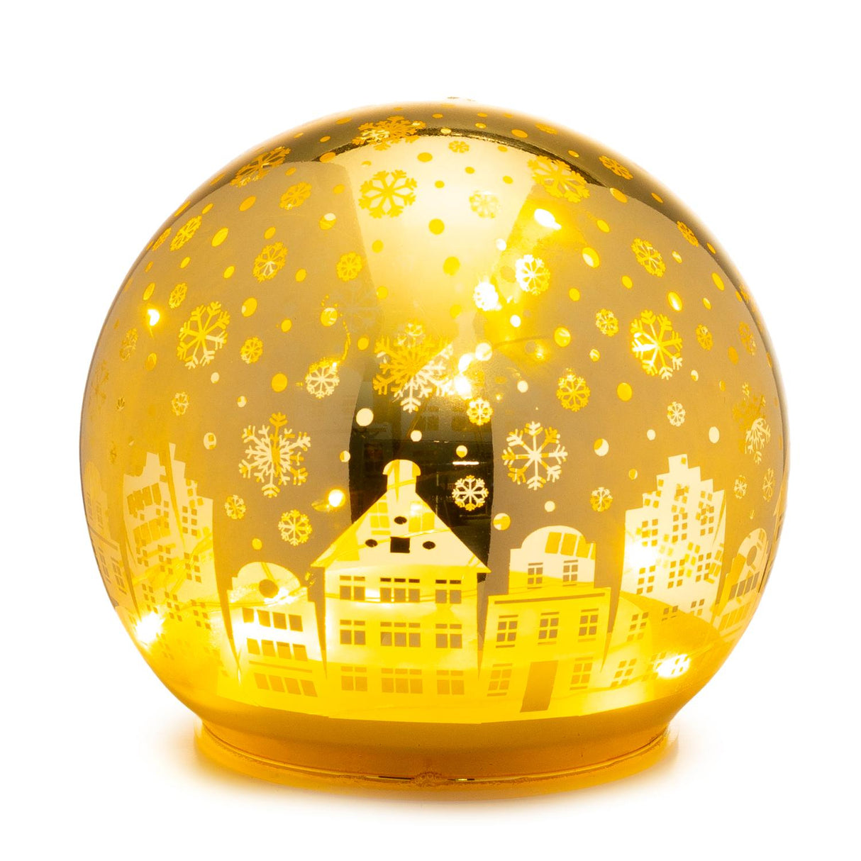 PALAIS ROYAL Palla di Natale Oro con LED Decorazione Natalizia 12cm Vetro