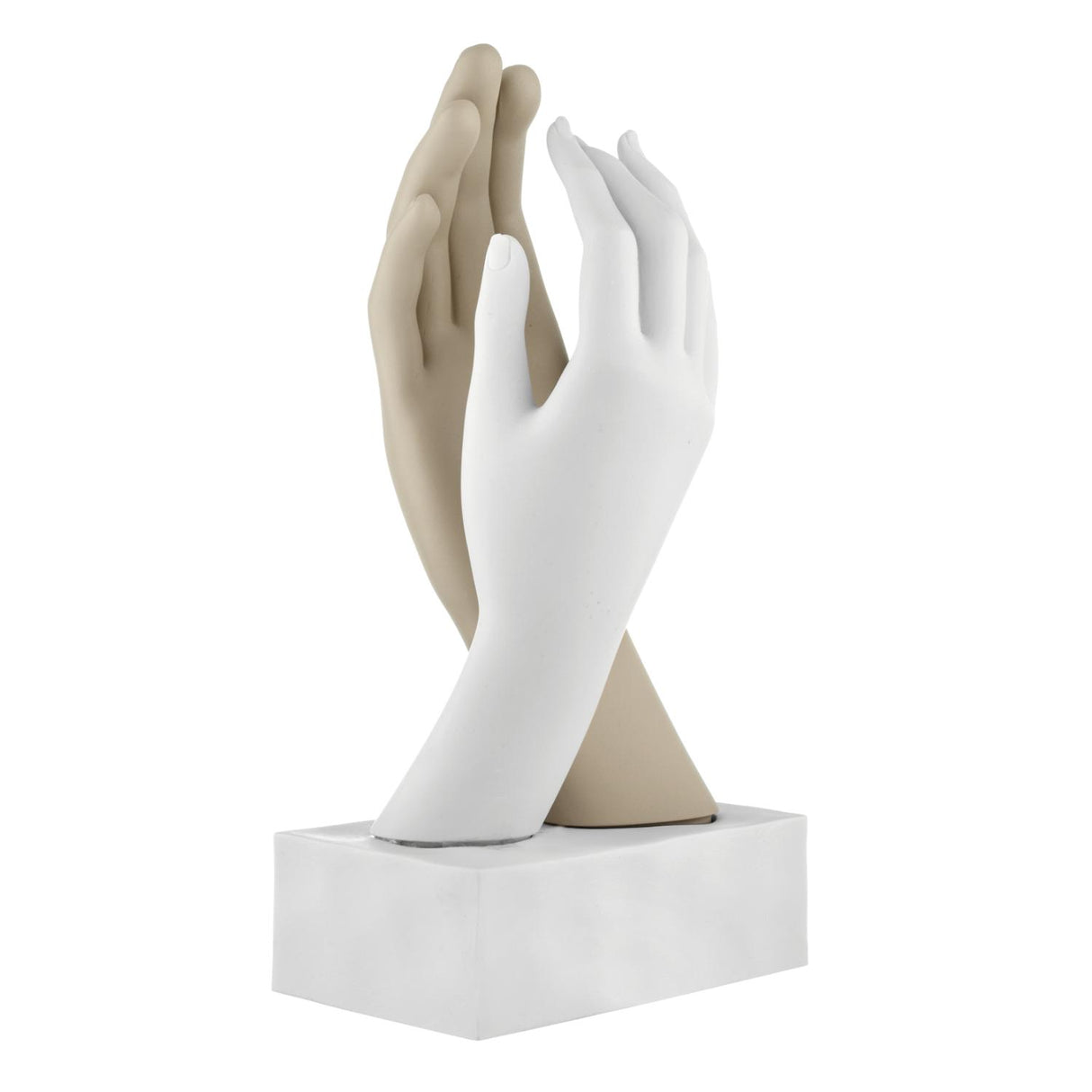 BONGELLI PREZIOSI Scultura Mani Lisce 19cm Nocciola Bianco Base Bianca Marmorino