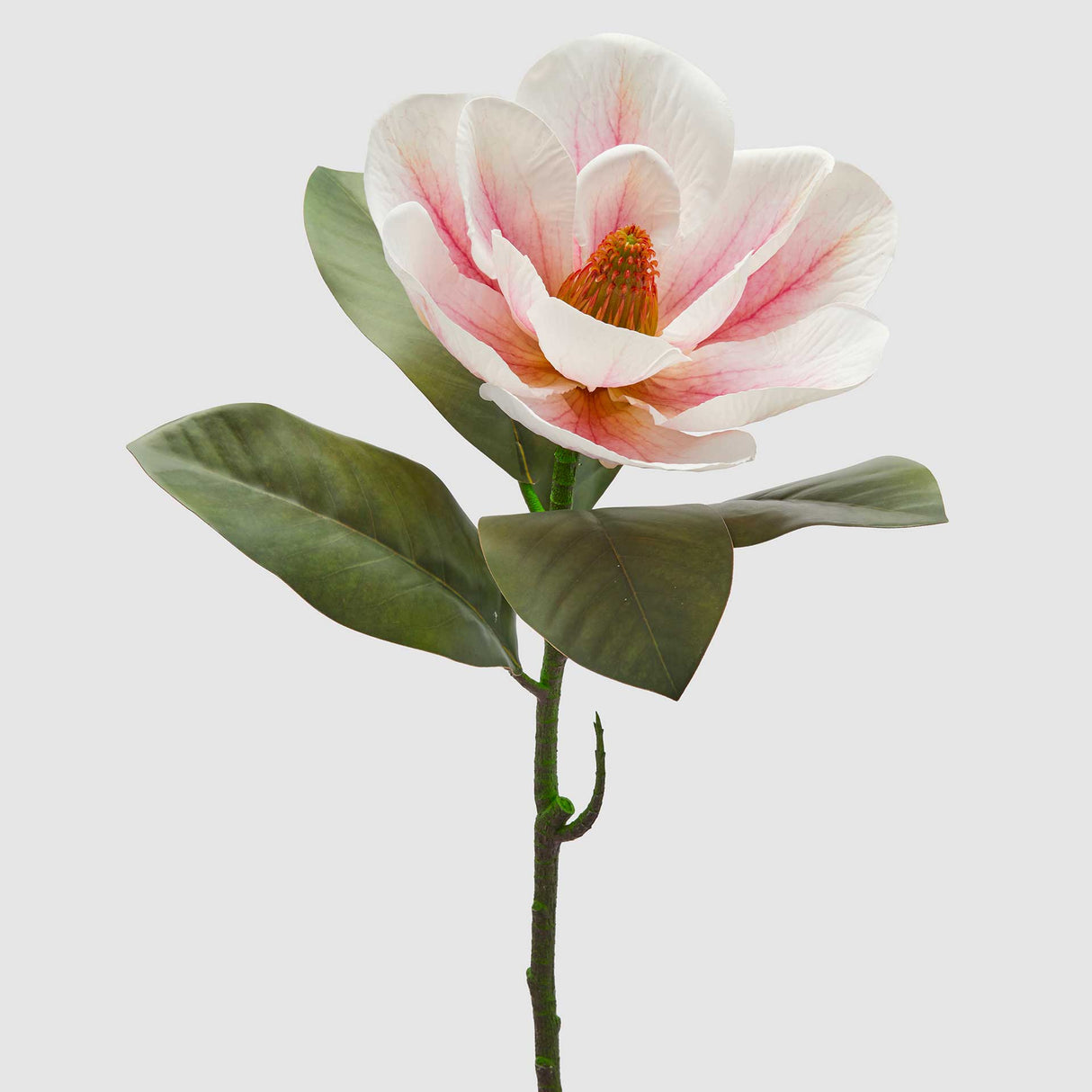 EDG Enzo De Gasperi Ramo Magnolia Artificiale con Foglie 64cm Bianco Rosa