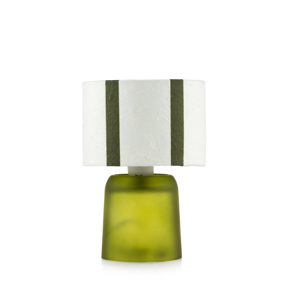 EMÒ ITALIA Rayon Lampada da Tavolo in Vetro 13x20cm Paralume Bianco Base Verde