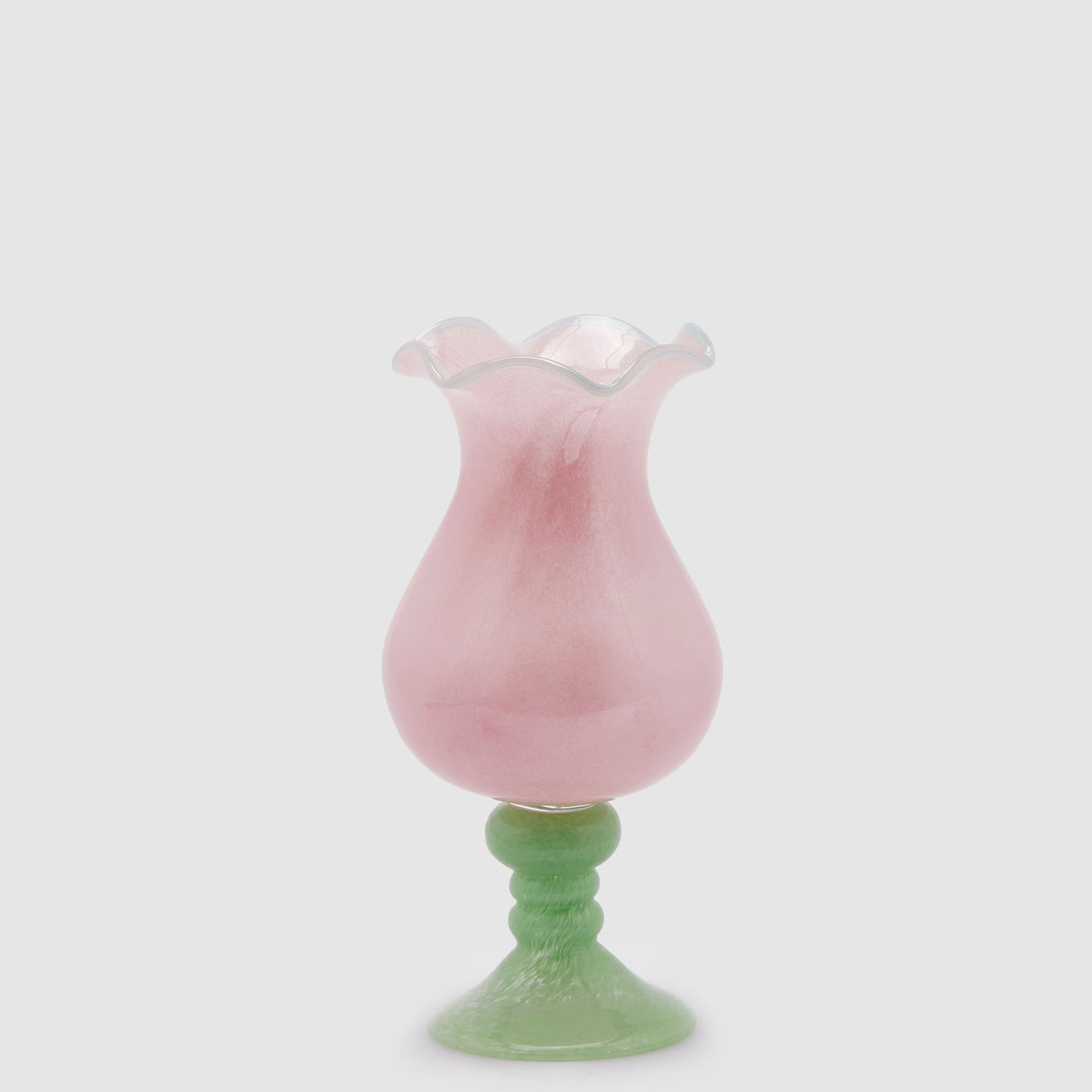 EDG Enzo De Gasperi Vaso Tulipani in Vetro 30cm Rosa e Verde