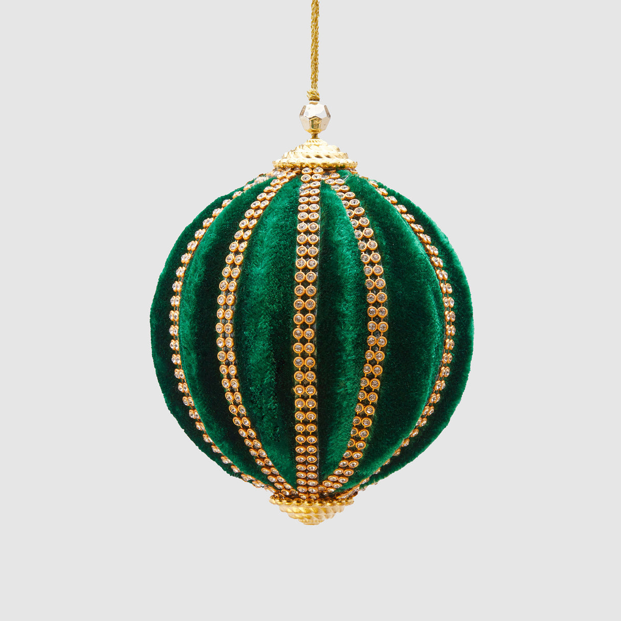 EDG Enzo De Gasperi Addobbo Pallina Sfera di Natale Spicchi Velluto 10cm Verde Oro