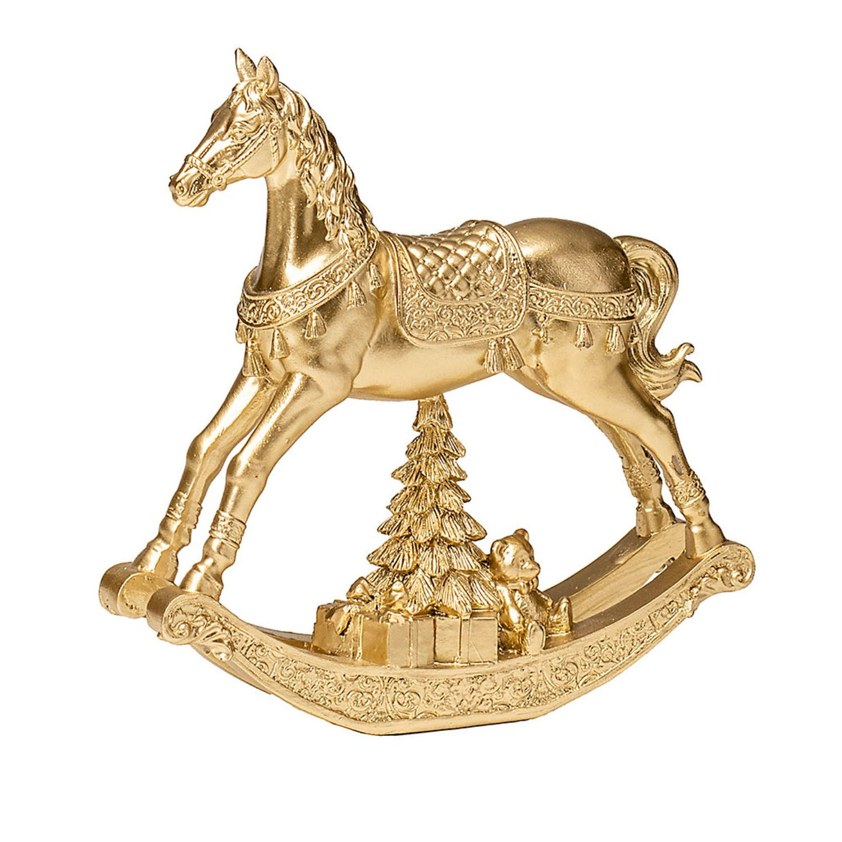NOEL by Lamart Cavallo a Dondolo in Poliresina con LED Decorazione di Natale 18,5cm Oro