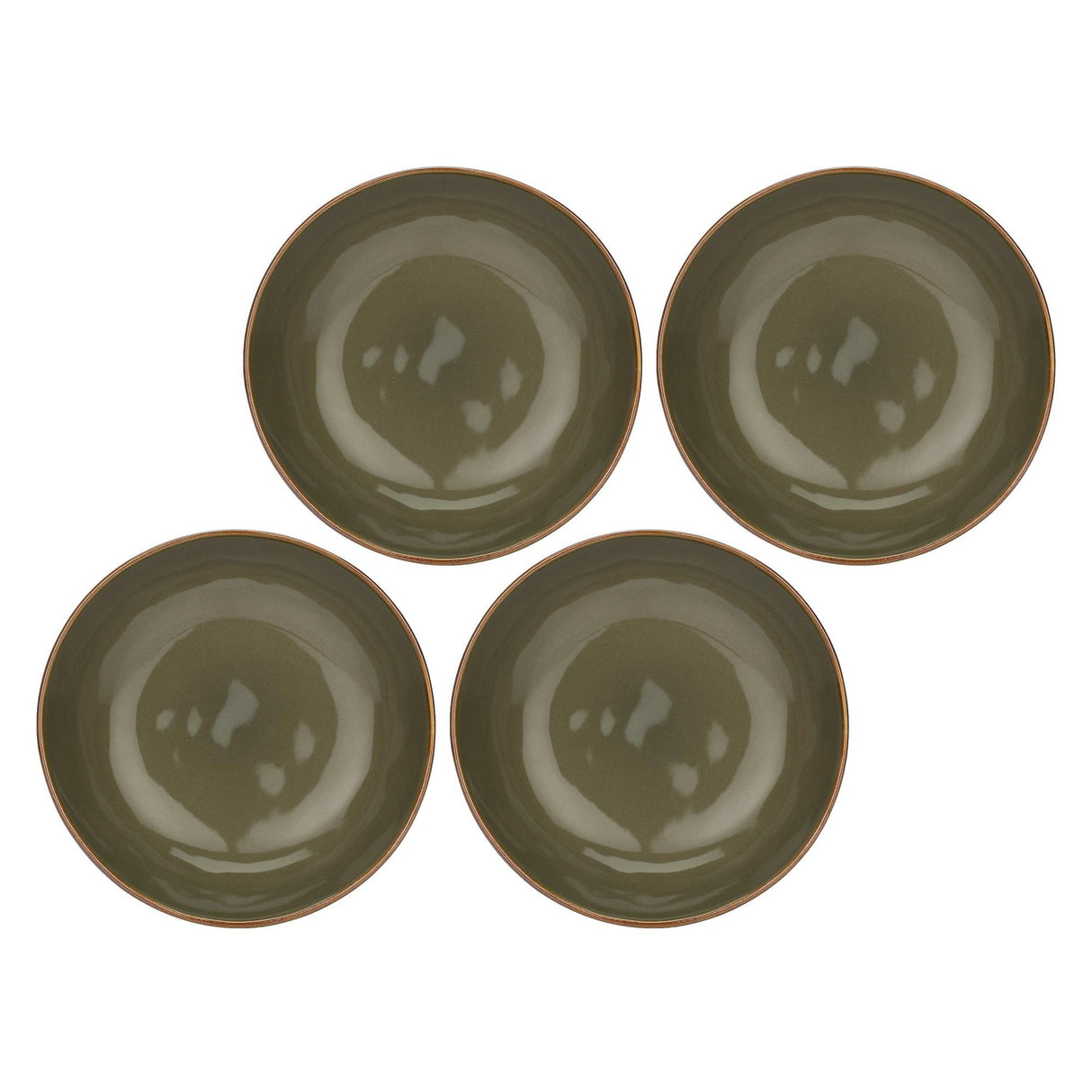 ROSE & TULIPANI Concerto Piatto Fondo Grigio Tortora 21cm Set 4 Pezzi Stoneware