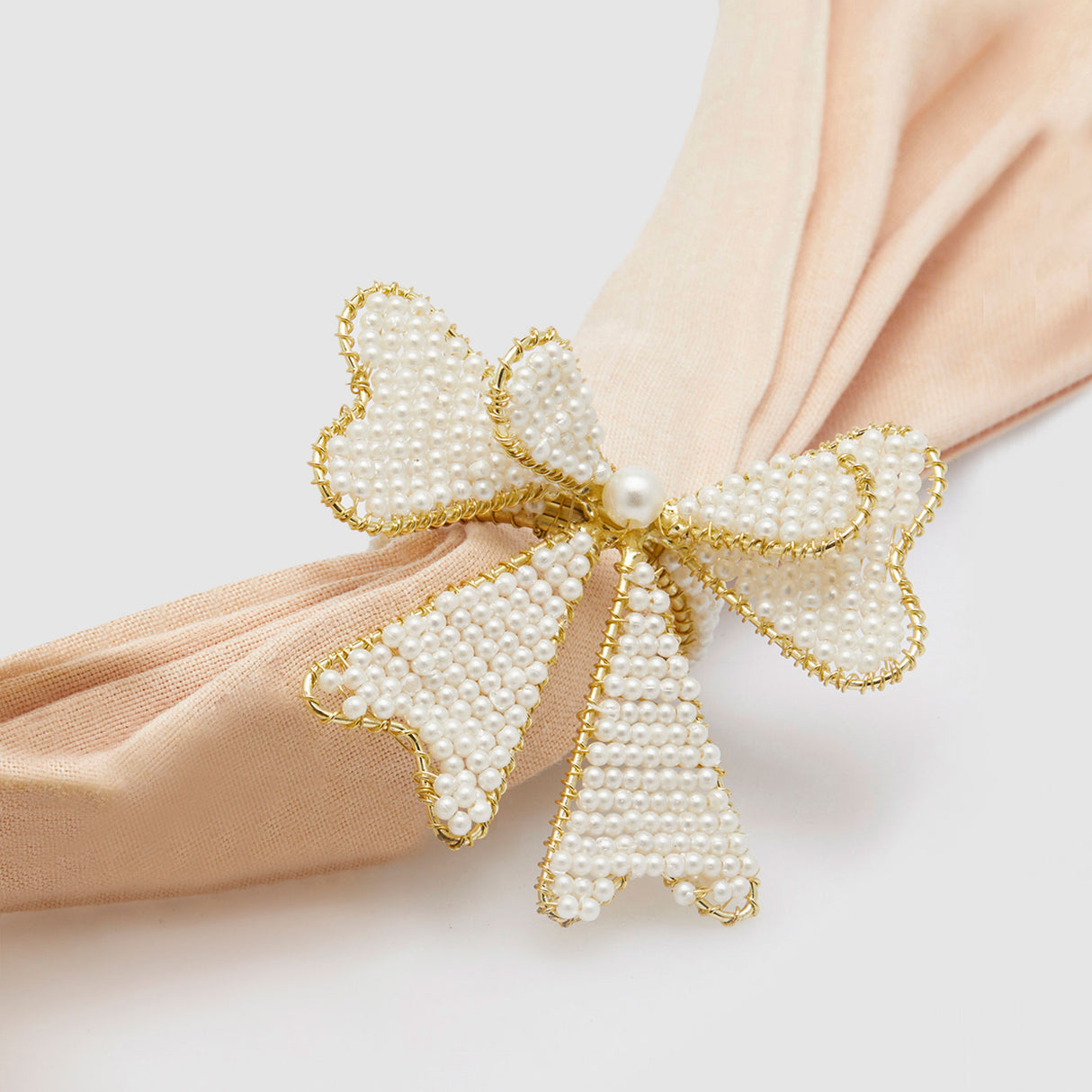 EDG Enzo De Gasperi Legatovagliolo Fiocco con Perline Set 6 Pezzi 6cm Bianco