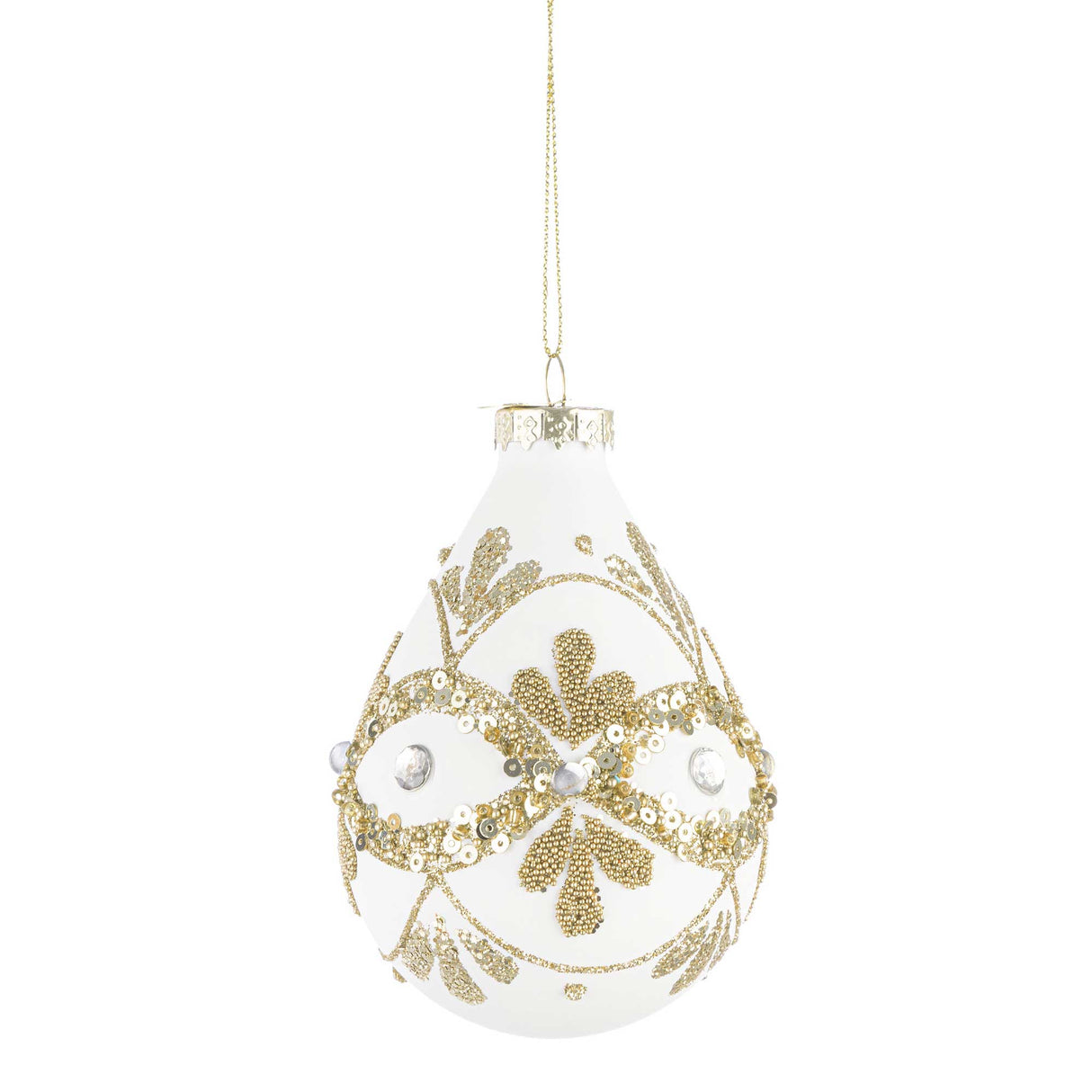 BIZZOTTO Goccia Addobbo di Natale Garish Bianco 9cm Vetro