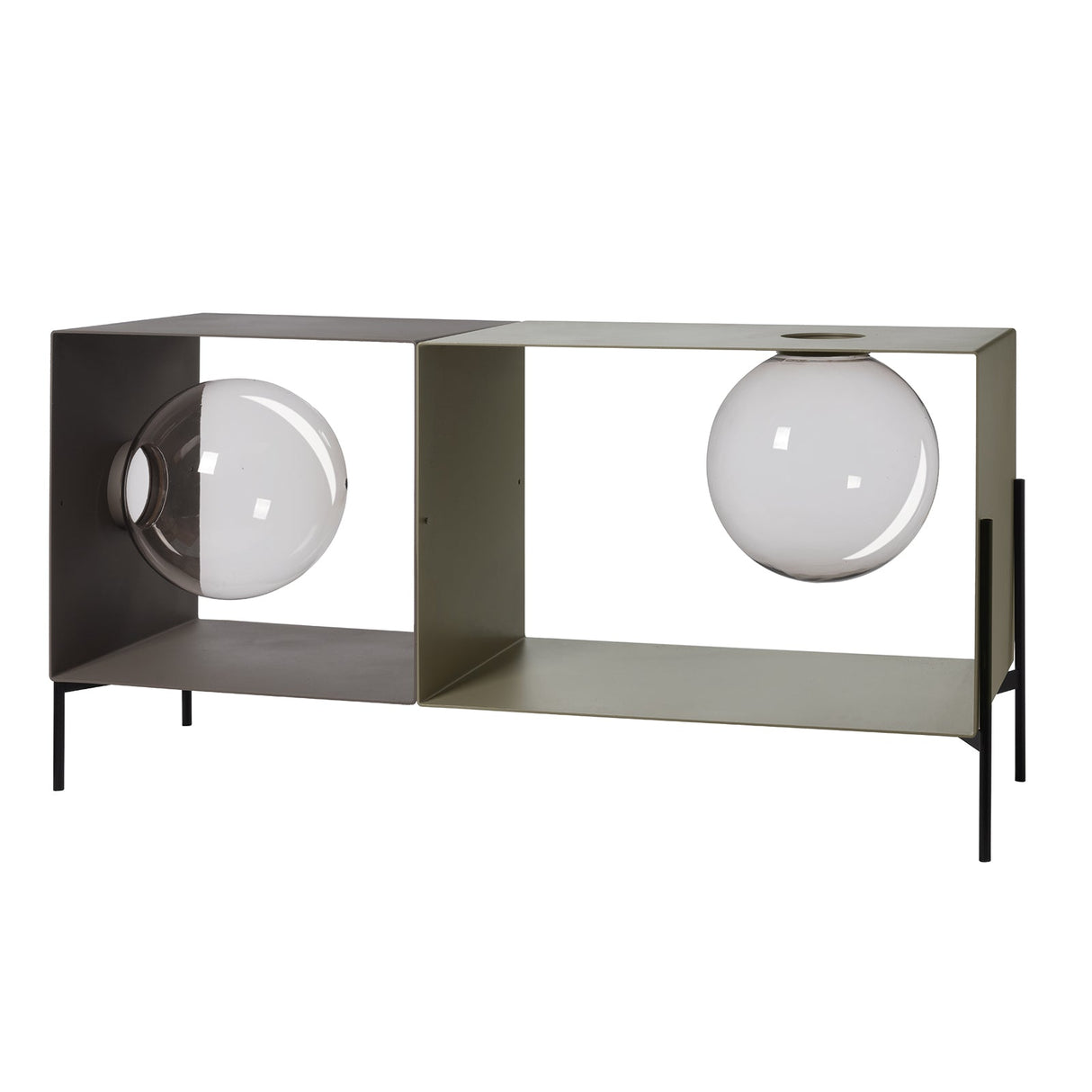 ARTI & MESTIERI Mobile da Soggiorno di Design Globe Double Fango Giada Base Nera