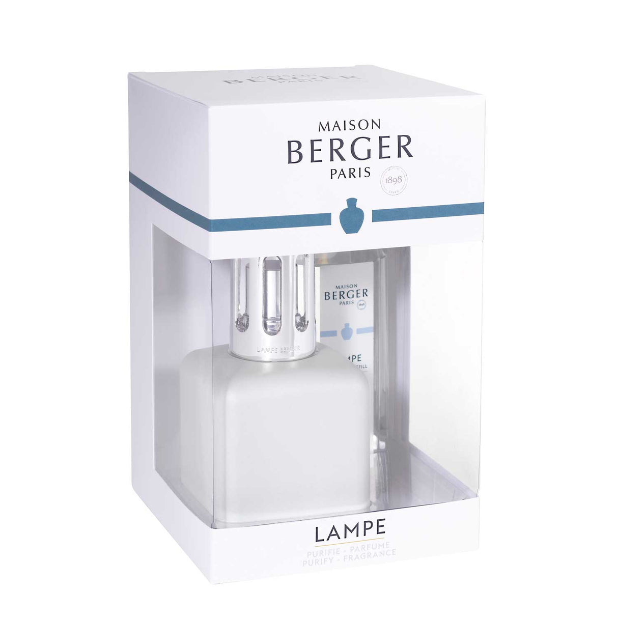 LAMPE BERGER Lampada Catalitica Cofanetto Glacon Bianco con Flacone 250ml Délicat Musc