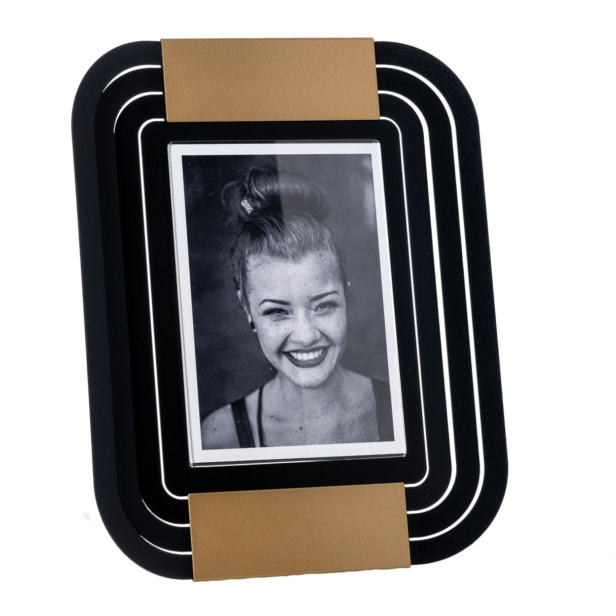 ARTI & MESTIERI Portafoto di Design Tudor Grande Nero Oro Laccato