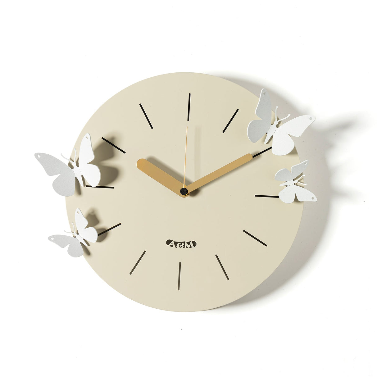 ARTI & MESTIERI Orologio Con Farfalle Battito D'Ali Crema Bianco Marmo 30x30cm