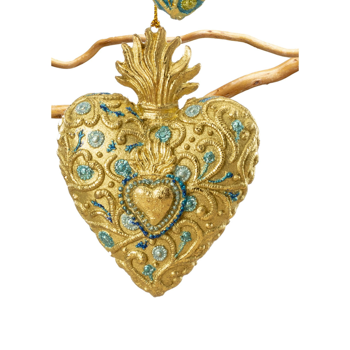 Palais Royal - Christmas Decoration Tree Pendant Heart Gold Resin 9 cm 1022263