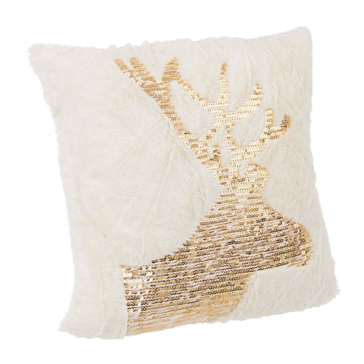 BIZZOTTO Cuscino Peloso Natalizio Decorazioni Natale 45x45cm Glitter Bianco Oro