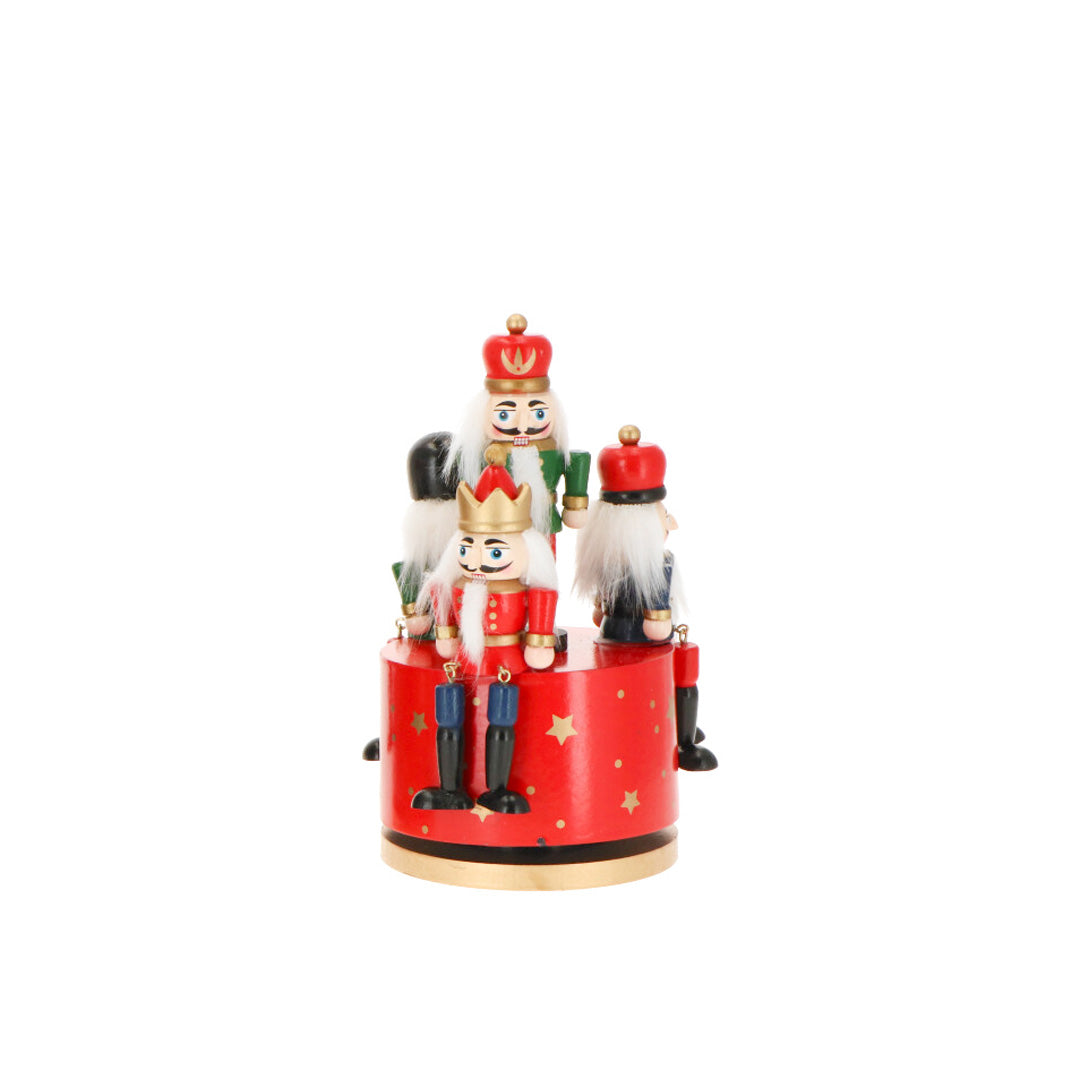 TIMSTOR - Musical Box with Nutcracker Musical Christmas Soldiers 20cm Red Wood