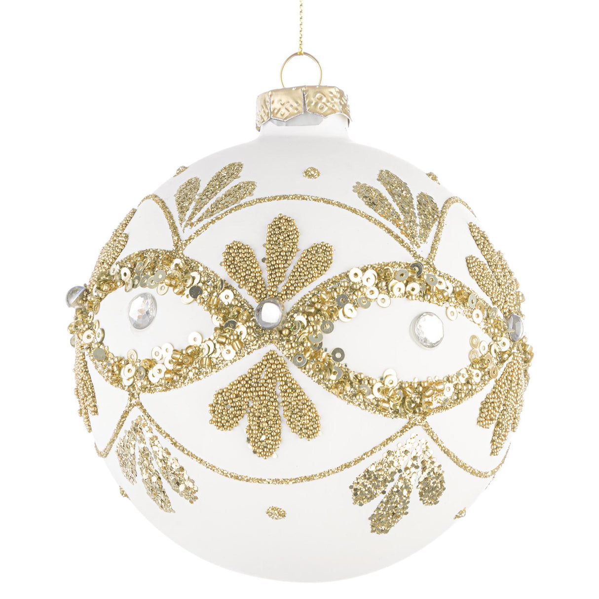 BIZZOTTO Sfera Pallina di Natale Garish Bianco 10cm Vetro