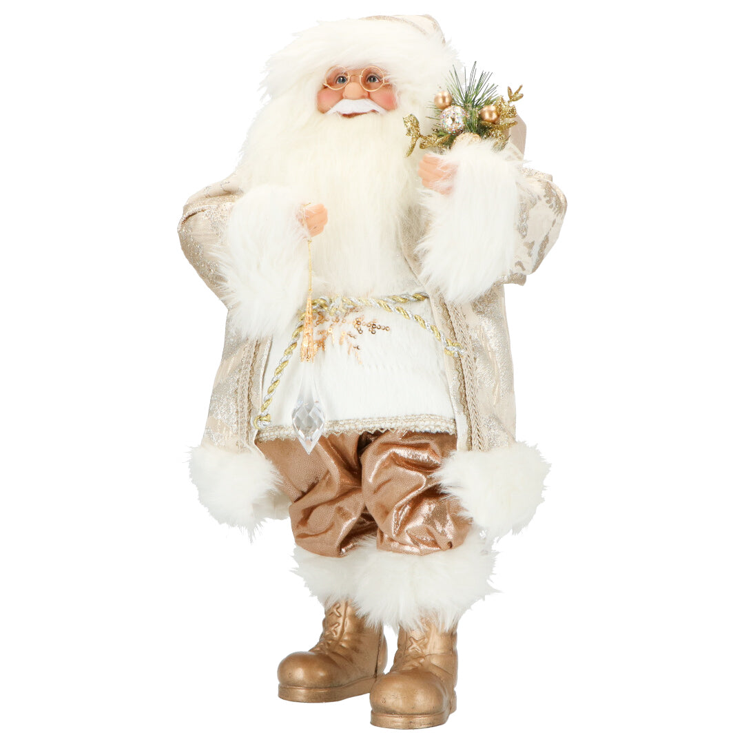 TIMSTOR Santa Claus with Gifts Christmas Decoration 47cm White Gold