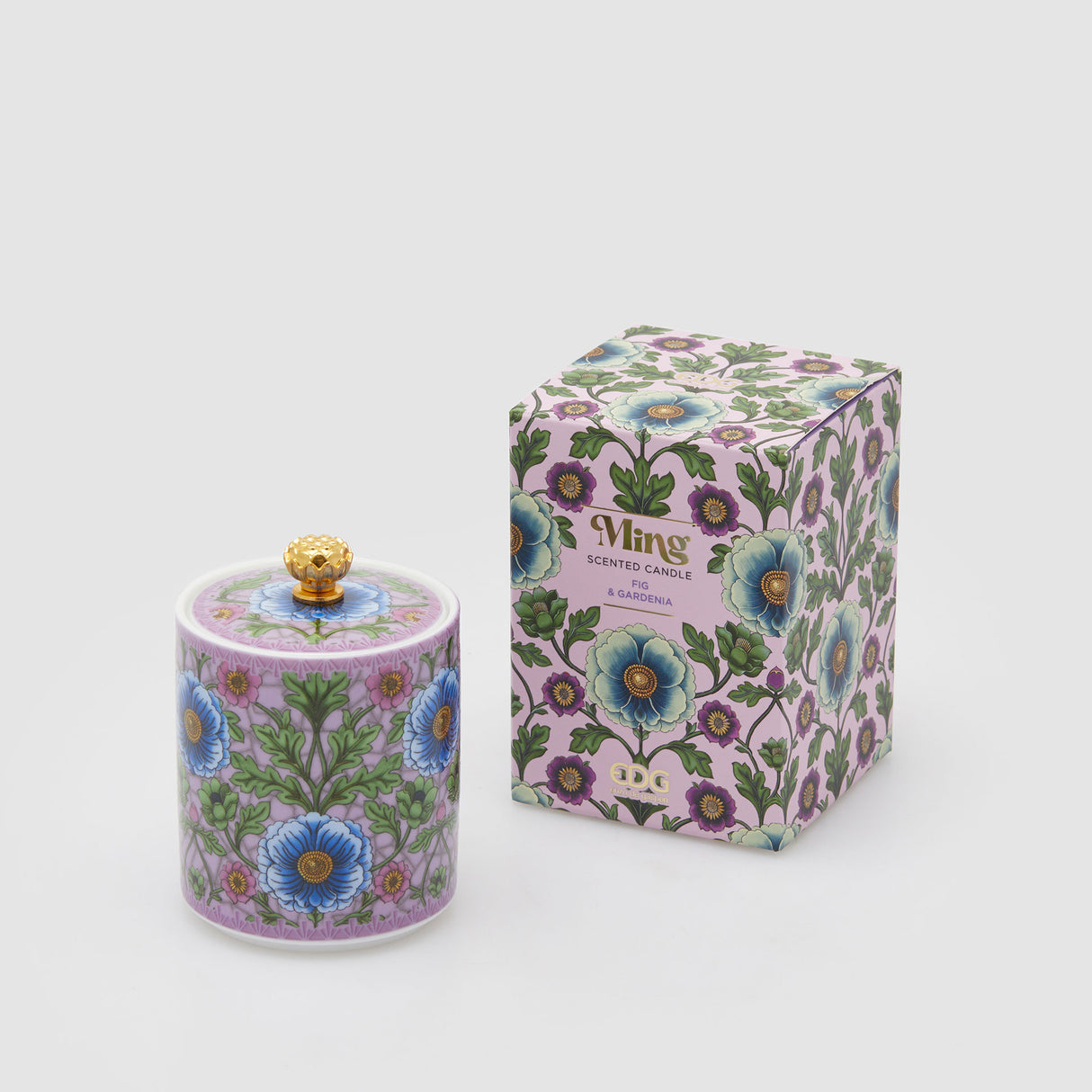 EDG Enzo De Gasperi Candela Profumata Ming 10x7cm Lilla in Ceramica Fico e Gardenia
