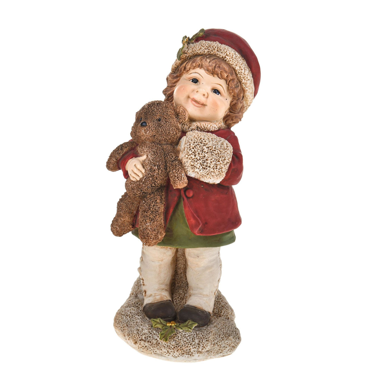 BIANCHI DINO - Girl w/ Gift Box Christmas Decoration 15 cm Resin