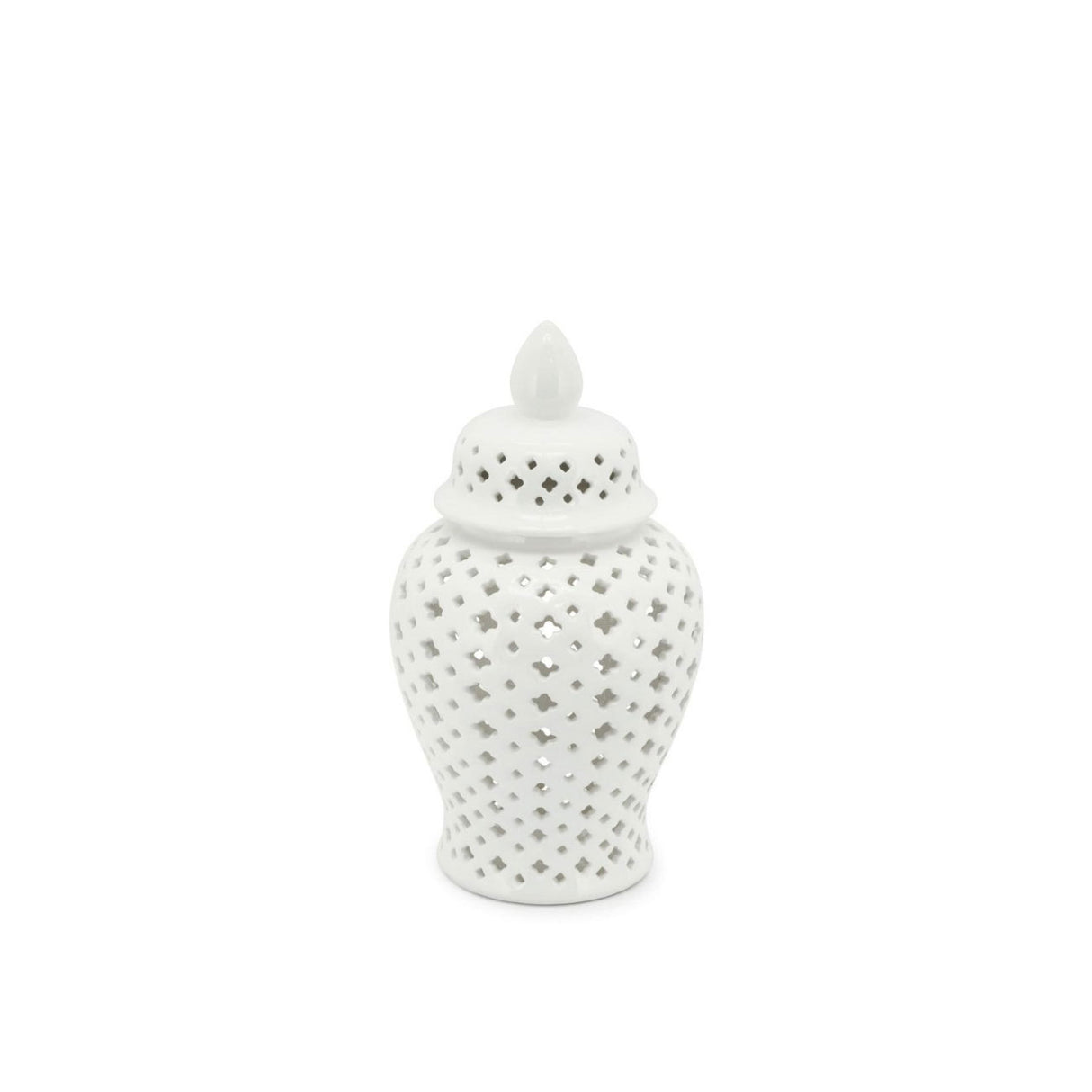 ABHIKA Vaso Ming Cross Potiche Orientale 28cm Bianco Ceramica