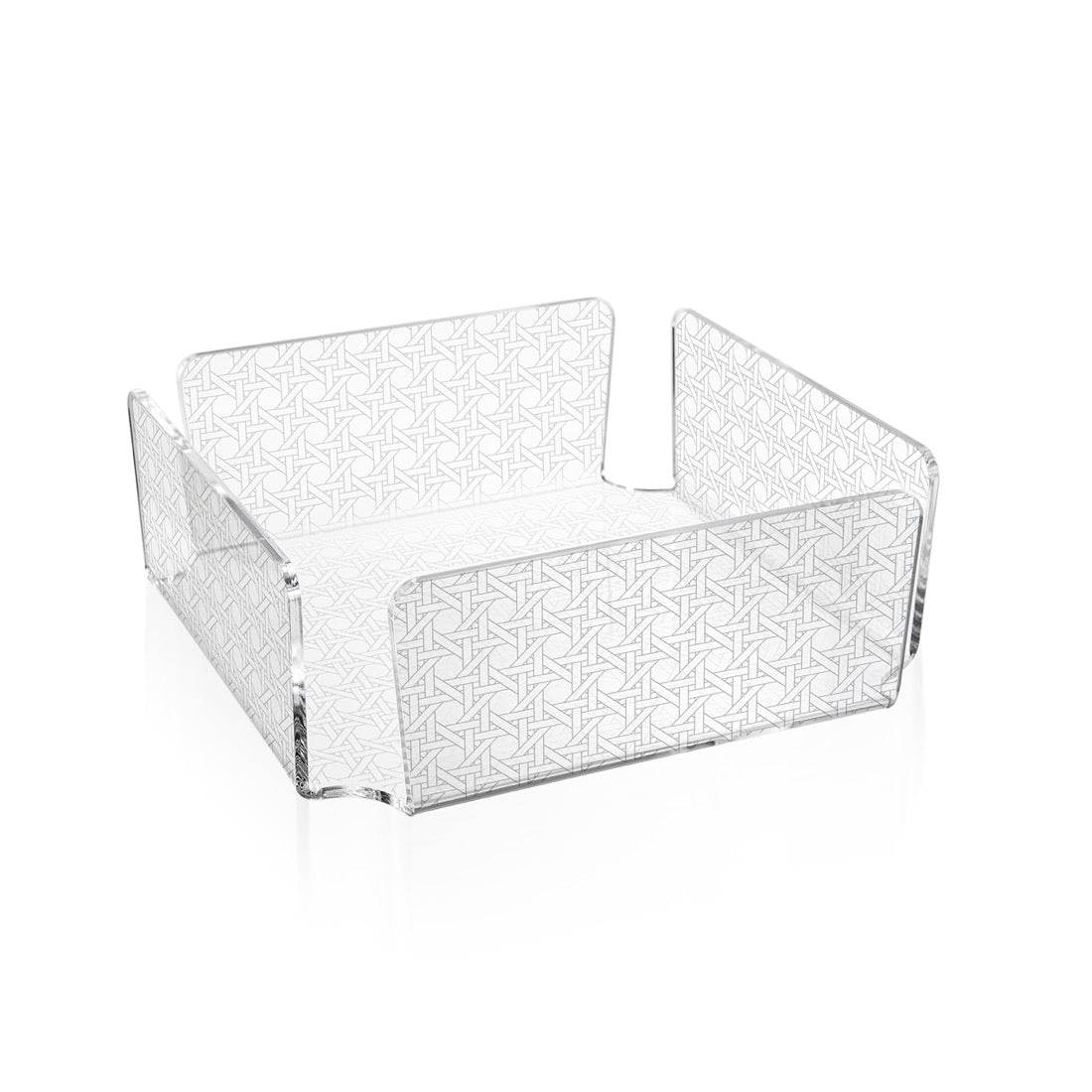 iPLEX Bon Ton Horizontal Napkin Holder in Plexiglass 22x22cm Transparent Vienna Straw Made in Italy