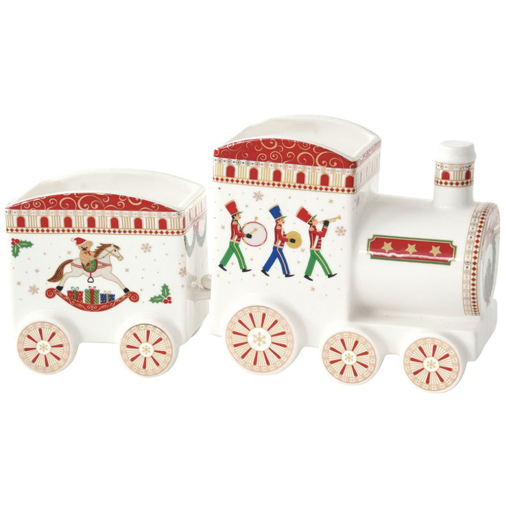 Antipastiera Polar Express Easy Life in porcellana decorata 25,5x8 cm