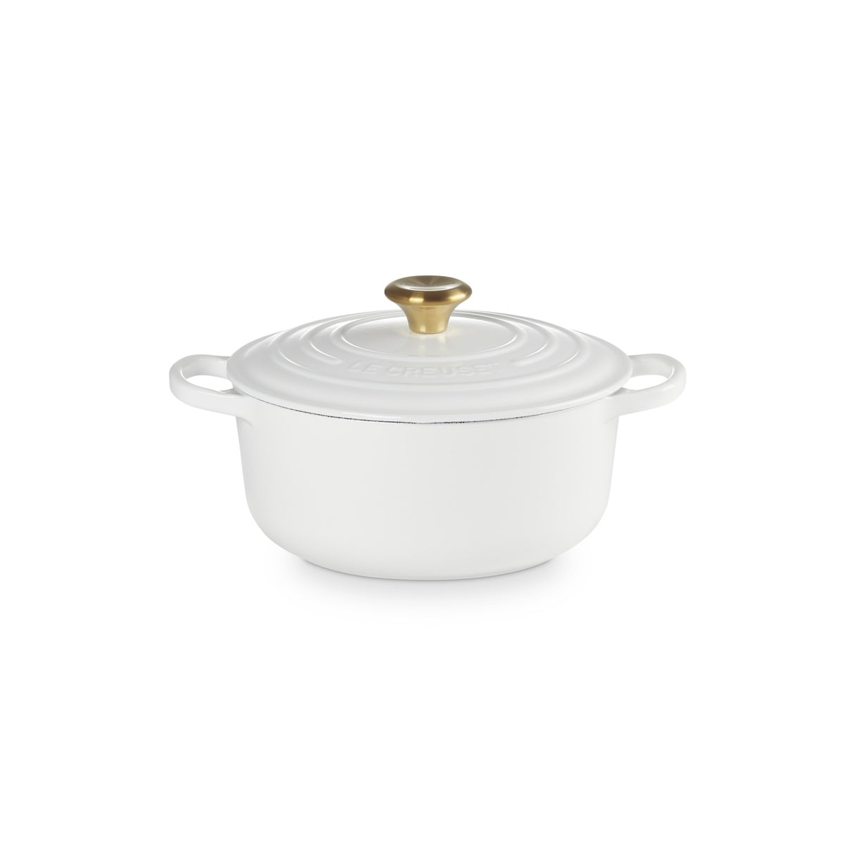 LE CREUSET Cocotte Rotonda Evolution 20cm Bianco Pomello Oro Ghisa Vetrificata