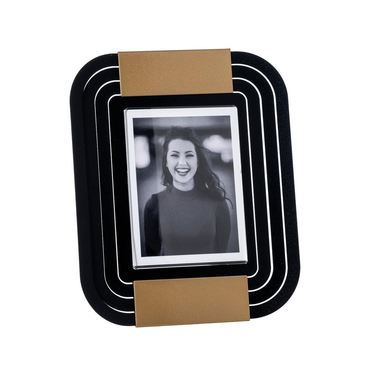 ARTI & MESTIERI Portafoto di Design Tudor Piccolo Nero Oro Laccato